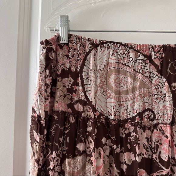 Y2K‎ Emma James Brown Paisley Floral Pleated Tiered Midi Skirt Women’s Size 14 - Picture 10 of 15